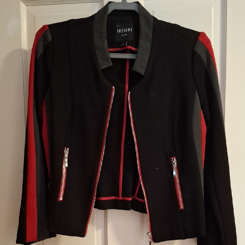 Insight Black and Red Blazer with Gray Accents